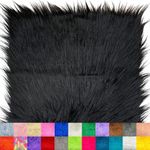 Ice Fabrics Faux Fur Fabric Squares - 10x10 Inches Pre-Cut Craft Fur Fabric - Shaggy Mohair Fabric for Costumes, Apparel, Rugs, Pillows, Decorations and More - Black - 10"x10"