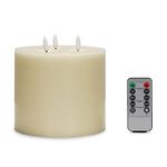 Large 3 Wick Bright LED Flickering Real Wax Flameless Candle Light Battery Operated with Timer Function & Remote Control