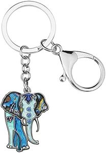 Enamel Metal Chain Jungle Elephant Key Chains For Women Car Purse Handbag Charms (Sky)