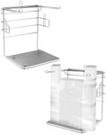 QWORK Plastic Grocery Bag Holder, 2 Pack Iron-plated Chrome Shopping Bag Stand, Chrome T Shirt Bag Rack, Fits 11½”W x 6”D x 21”H Bag, for Restaurant, Business, Office, Home, Kitchen, Garage