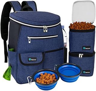 PetAmi Dog Travel Bag Backpack, Airline Approved Dog Bags for Traveling, Puppy Diaper Bag Supplies, Pet Camping Essentials Hiking Accessories Dog Mom Gift, Food Container, Collapsible Bowls, Navy Blue