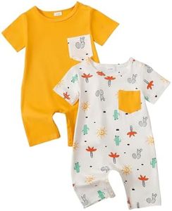 CVXV Newborn Unisex-Baby Girl Multi-Pack Cute Prints Cotton Short Sleeve Body Suit,Yellow,0-3 Months