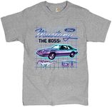 Ford Mustang GT The Boss T-Shirt Muscle Car Licensed Ford Men's Novelty Shirt, Sport Gray, X-Large