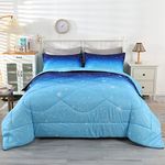 Wowelife Glitter Bedding Set Twin Comforter Set for Girls 5 Pieces Blue Galaxy Comforter Set Twin Bed Set Bed in a Bag with Sheets Comfortable and Breathable for Kids