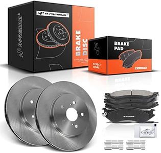 A-Premium 12.11 inch (307.5mm) Front Vented Disc Brake Rotors + Ceramic Pads Kit Compatible with Select Dodge Model - Ram 1500 2000-2001, 4WD, 6-PC Set