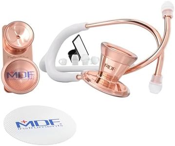 MDF Instruments, ProCardial Core™ Cardiology Stainless Steel Dual Head Adult-Pediatric Stethoscope with Adult Cardiology Bell Convertible Attachment - Free-Parts-for-Life (MDF797DD) (Rose Gold/White)