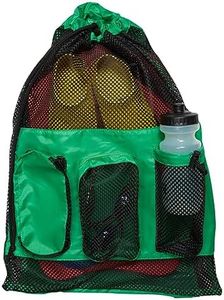 Sporti Swimming Equipment Bag Zipper Pocket, Mesh Drawstring Backpack,Gym Drawstring Bags, Big Mesh Backpack for Workout Gear - Equipment Mesh Backpack - Kelly Green