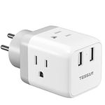 Israel Power Adapter, TESSAN US to Israel Plug Adapter with 3 Outlets 2 USB Charging Ports, Power Outlet Converter for Israel, Palestine, Jerusalem, Holy Land, Gaza Strip, Type H Output