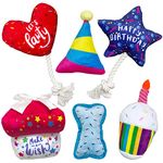 Wagever Dog Birthday Toys - 6 Pack Puppy Toys for Small and Medium Dogs - Plush Squeaky Crinkle - Cute Dog Birthday Gift