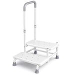 DIALDRCARE Safety Step Stool with Handle – Lightweight, Sturdy 2-Step Standing Aid for Home, Bathroom, and Bedroom Use (White)