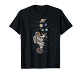 Astronaut Juggles Planets On A Unicycle - Spaceman Explorer T-Shirt