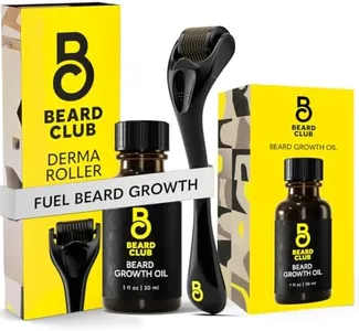 Beard Club Derma Roller & Beard Growth Oil - Microneedling Roller with 540 Titanium Coated Microneedles & Cedar, Sandalwood Beard Oil