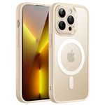 JETech Magnetic Case for iPhone 13 Pro 6.1-Inch, Compatible with MagSafe, Translucent Matte Back Camera Lens Full Protection Slim Shockproof Phone Cover (Light Gold)