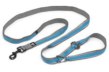 Kurgo 6 in 1 Quantum Leash, Hands Free Leash for Dogs, Running Belt Lead, Crossbody & Waist Belt Style, Reflective, Carabiner Clip, for Training, Hiking, or Jogging, 4 Colors,Blue