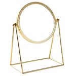 KRIVA 360° Rotate Golden Beauty Makeup Mirror with Stand | Portable Princess Beauty Foldable Mirrors for Dressing | Jewelry | Parlor | Best Wish for Gift (15-CM-1-Pcs, Tabletop Mount, Framed)