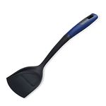 Tasty Everyday Asian Cooking Turner with Built-in Grater, Large Spatula Wide Head, Non-Stick Anti-Scratch Kitchen Turner, Heat-Resistant Cooking Spatula, 35x10x4cm, Dark Blue & Grey