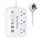 UK Travel Plug Adapter with USB C, 4FT Extension Cord, US to UK Ireland Plug Adapter Type G Travel Adapter with 3 Outlets 3 USB Ports for Scotland London England British Irish Kenya Dubai Travel