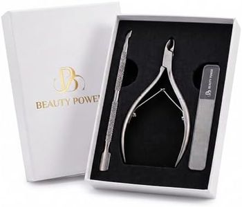 Beauty Power Cuticle Trimmer with Cuticle Pusher & Nano Nail File - Cuticle Nipper Cuticle Remover - Professional Stainless Steel Clippers Pedicure Manicure Tools for Fingernails - Gift Idea