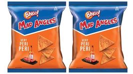 Bingo! Mad Angle Very Peri Peri,66g Pack, Corn-Based Spicy Crunchy Chips Perfect for Snacking UNIQUE PACK OF 2