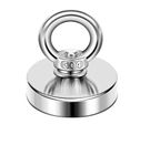 ALEAF 1 Piece of 42mm Super Strong Neodymium Fishing Magnets, 30-42 Kgs Vertical Pulling Force Rare Earth Magnet with Hole Eyebolt Diameter for Retrieving in River and Magnetic Fishing