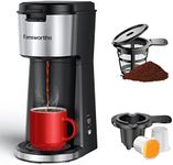 Famiworths Single Serve Coffee Maker for K Cup & Ground Coffee, With Bold Brew, One Cup Coffee Maker, 6 to 14 oz. Brew Sizes, Fits Travel Mug, Classic Black