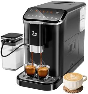 Zstar Fully Automatic Espresso Machine with Automatic Milk Frother, Professional Espresso Maker with Grinder, One-Touch Operation, Auto-Cleaning, 1.5L Water Tank for Latte, Cappuccino, Macchiato