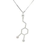 Nerd Gifts for Women-Dopamine Necklace| Minimalist Jewelry Molecule Necklace| Modern Dopamine Necklace| White Gold Pleated Chemistry Gifts Silver| Chain Necklace for Women| (20)