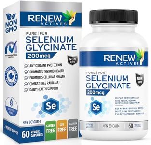 Renew Actives Selenium Glycinate - Antioxidants for Thyroid Support and Immune Health, Non-GMO & Gluten-Free, Selenium 200 mcg for Men & Women- Source of Antioxidants for the Maintenance of Good Health- 60 Capsules - Made in Canada