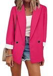 YMING Women's Casual Blazers Long Sleeve Blazer Open Front Button Work Office Jackets with Pockets Rose 3XL