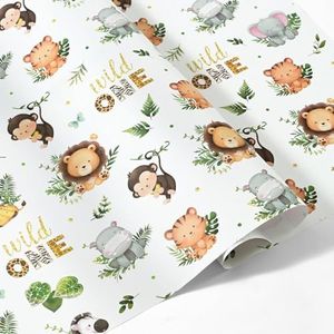 WERNNSAI Animal Wrapping Paper - 6 Sheets 27.5”x 19.7”Baby Shower Wrapping Paper 1st Birthday Gift Wrap Papers Woodland Animal Design Gift Packing for New Born Baby Shower Christening Decoration