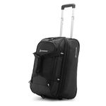 HARISSONS D-Lite Expandable 49 Litre Travel Trolley Duffel Bag for Men & Women | 2 Wheel Cabin Luggage with Water Resistant Fabric (Black & Grey)