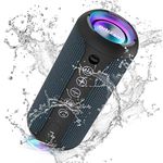 Ortizan Portable Bluetooth Speaker, Speakers Bluetooth Wireless, Shower Speaker with LED Lights, with 8W & 24H Playtime, IPX7 Waterproof Speaker, for Shower, Bike, Hike, Support TF Card, FM Radio