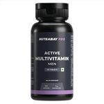 Nutrabay Pro Active Multivitamin for Men - 30 Tablets | 25 Vital Vitamins & Minerals with Zinc, Vitamin C, Vitamin D, Vitamin B12, and Multiminerals | Enhances Energy, Stamina & Immunity