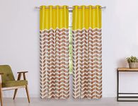 Amazon Brand - Solimo Polyester Striped Print Door Curtain (Yellow, 7 FEET -210 CM)- Pack of 2 Panel Print 135 GSM