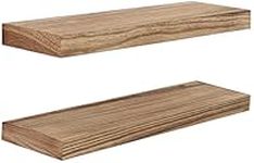 PHOENANCEE 60X17X4.5cm, Rustic Thick Wood Shelves, Wooden Hollow Floating Shelves Wall Mounted for Living Room, Kitchen, Bathroom, Decorative Home, Set of 2, Carbonized Black