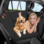 Back Seat Extender for Dogs, Dog Car Seat Cover for Back Seat with Hard Bottom, 100% Waterproof Pet Dog Hammock for Car Truck SUV Travel Camping Mattress Bed with Side Flaps and Mesh Viewing Window