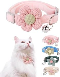 Breakaway Cat Collar with Bells - Adjustable Kitten Collar, Cute Cat Collar (Pink)