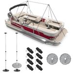 SAN LIKE Boat Cover Support Poles Adjustable Boat Cover Pole Support System - Pontoon Cover Support Pole with 8 Webbing Straps and 2 Water Bags for Jon Boat Pontoon Boat V Hull Boat (2PC & Silver)