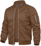 TACVASEN Jackets for Men Warm Up Jacket Waterproof Windproof Jacket Men Quilted Lined Jacket for Men Casual Winter Jackets Coffee