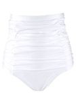 RELLECIGA Women's White High Waisted Ruched Bikini Bottom Size Large