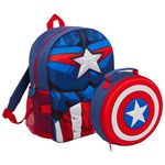 Captain America Backpack With Detachable Lunch Bag Water Bottle Holder Boys Matching 2 Piece Set Back To School