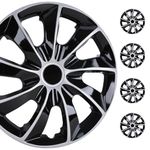 WolfX 14 Inch Hubcaps Set of 4 Wheel Rim Cover (Only Fit for Iron Hub) ABS Material Universal Wheel Rim Hub Cap Replacement (W5084, Silver Lacquer & Black Lacquer)