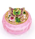 JWT Astyle Butterfly Jewelry Trinket Boxes with Pink Resin Box.Decorative Keepsake Box for Necklace Earrings Small Treasure.Butterfly Gifts for Women Girls Home Decor.