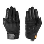 Furygan JET D3O EVO - Men's Motorcycle Gloves - 100% Leather Palm - Comfort - Summer Gloves - Breathable & Light - Compatible Screens - Touch Screen, Black
