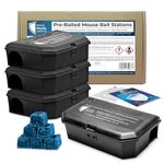 Ready Steady Defend Pre-Baited Mouse Killer Boxes for Indoor Mouse Control, Ready to Use Poison Bait Stations for the Home, Pack of 4