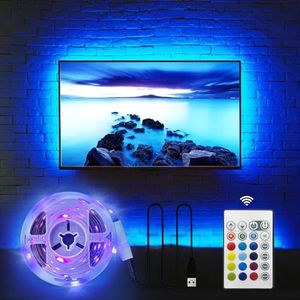 Hamlite TV LED Backlight for 32 to 60 Inch TV Bias Lighting, LED Light Strip for TV Ambient Lighting, 8.2ft USB TV Lights Strip with Remote 16 Colors, Dimmable, Sync ON/Off with TV