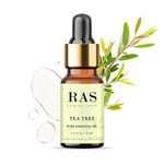 RAS Luxury Oils Tea Tree Pure Essential Oil | Best For Acne, Face, Skin & Hair | Reduces Dark Spots, Dandruff | 100% Vegan, Paraben & Cruelty Free for All Skin Types| Natural & Organic, 10ml