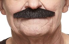 Mustaches Fake Mustache, Self Adhesive, Novelty, Policeman False Facial Hair, Black Lustrous Colors