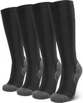 SONORAN 2 Pairs Compression Socks for Women & Men 20-30 mmHg Graduated Compression Stockings Knee High Best Support for Running, Flying, Sports L/XL (Black Gray)