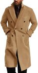 Runcati Mens Wool Blend Casual Trench Coat Notched Collar Lapel Long Jacket Double Breasted Classic Winter Overcoat